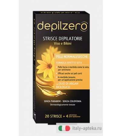 Depilzero Argan Strisce Viso/Bikini 20 Pezzi