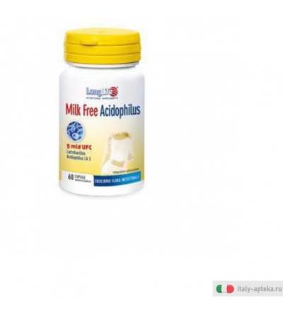 longlife milk free acidophilus integratori alimentare, utile per favorire l'equilibrio della flora intestinale.
