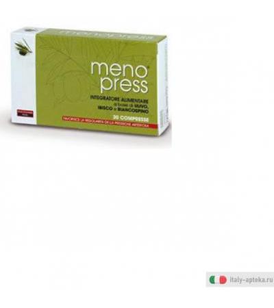 menopress integratore alimentare a base di estratti titolati di ibisco, ulivo e biancospino.