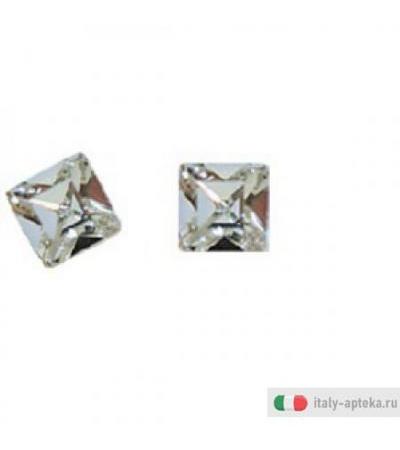 Orecchino Carre 6mm Crystal