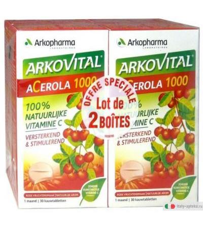 Arkovital Acerola 1000 Vitamina C naturale gusto frutti rossi CONFEZIONE DOPPIA