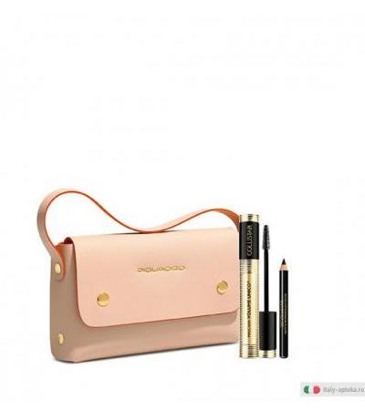 Collistar&Piquadro Cofanetto Make-Up Mascara Volume Unico Nero Intenso + Matita Matita Professionale Occhi Nera con Pochette Beige/Arancio