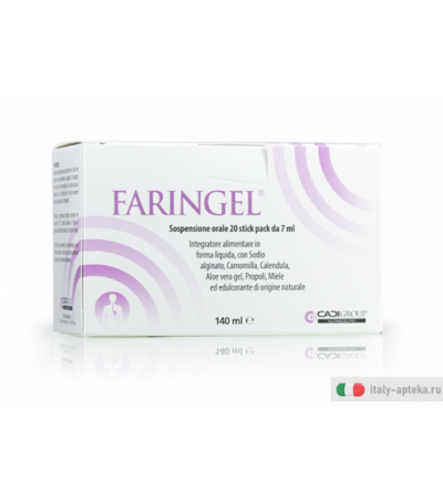 Faringel Plus integratore alimentare per le infiammazioni del cavo orale 20 stick-pack da 7ml
