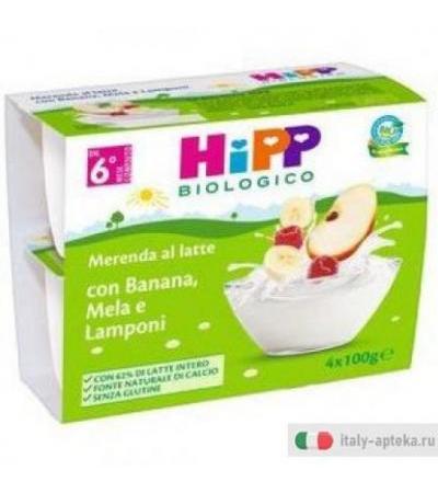 Hipp Merenda al Latte con Banana Lamponi e Mela 4x100g