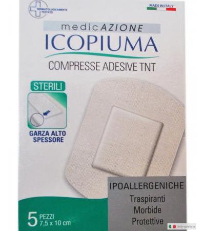 Icopiuma Garza Adesiva sterile in TNT 10 x 7,5 cm 5 pezzi
