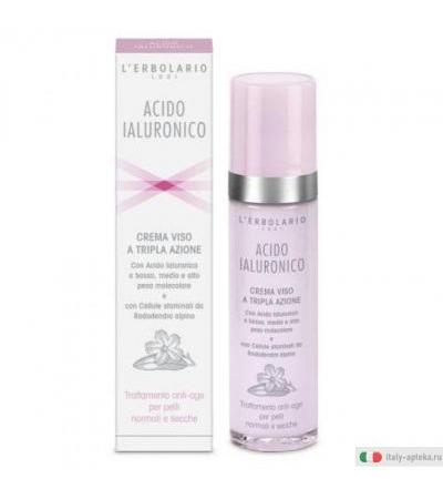 L'erbolario Crema Viso Acido Ialuronico Idratante e Nutriente per Pelle Normale e Secca 50ml