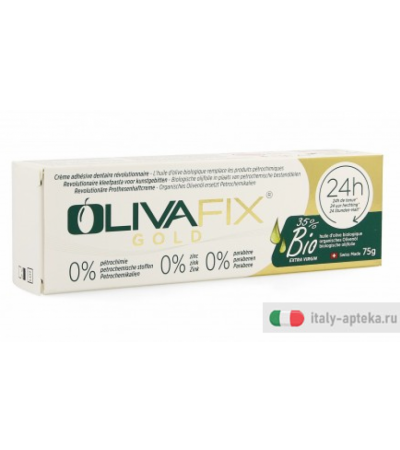 Olivafix Gold crema adesiva rivoluzionaria per dentiere 75g