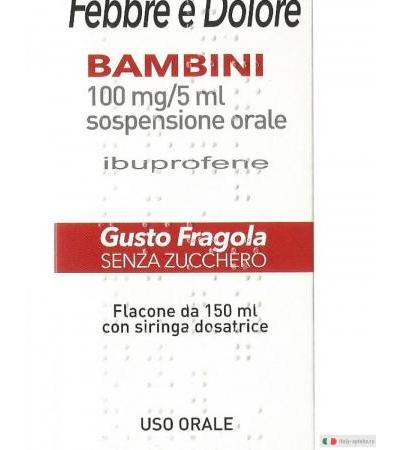 RofixDol Febbre e Dolore Bambini sospensione orale gusto fragola senza zucchero flacone da 150ml con siringa dosatrice